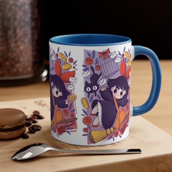 Kiki's Delivery Service Mug, Studio Ghibli Mug, Kiki & Jiji Bed and Breakfast Mug, Gift for her, Gift for him, Gift for friend, Anime mug