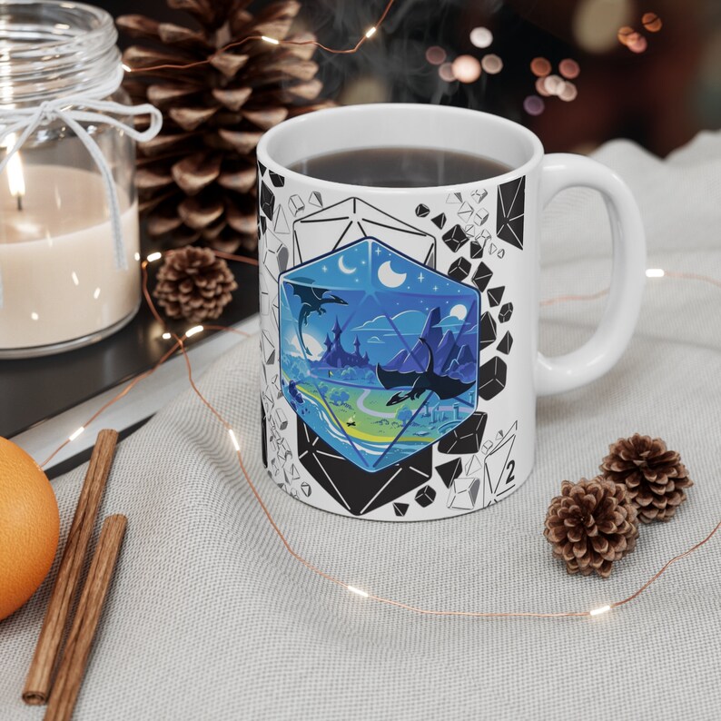 Dungeons and Dragons Mug, DnD Mug, D20 Scene Mug, Gift for DnD players, Gift for Nerd, Gift for Gamer, Gift for Geek, DnD Gift Mug, D20 Mug