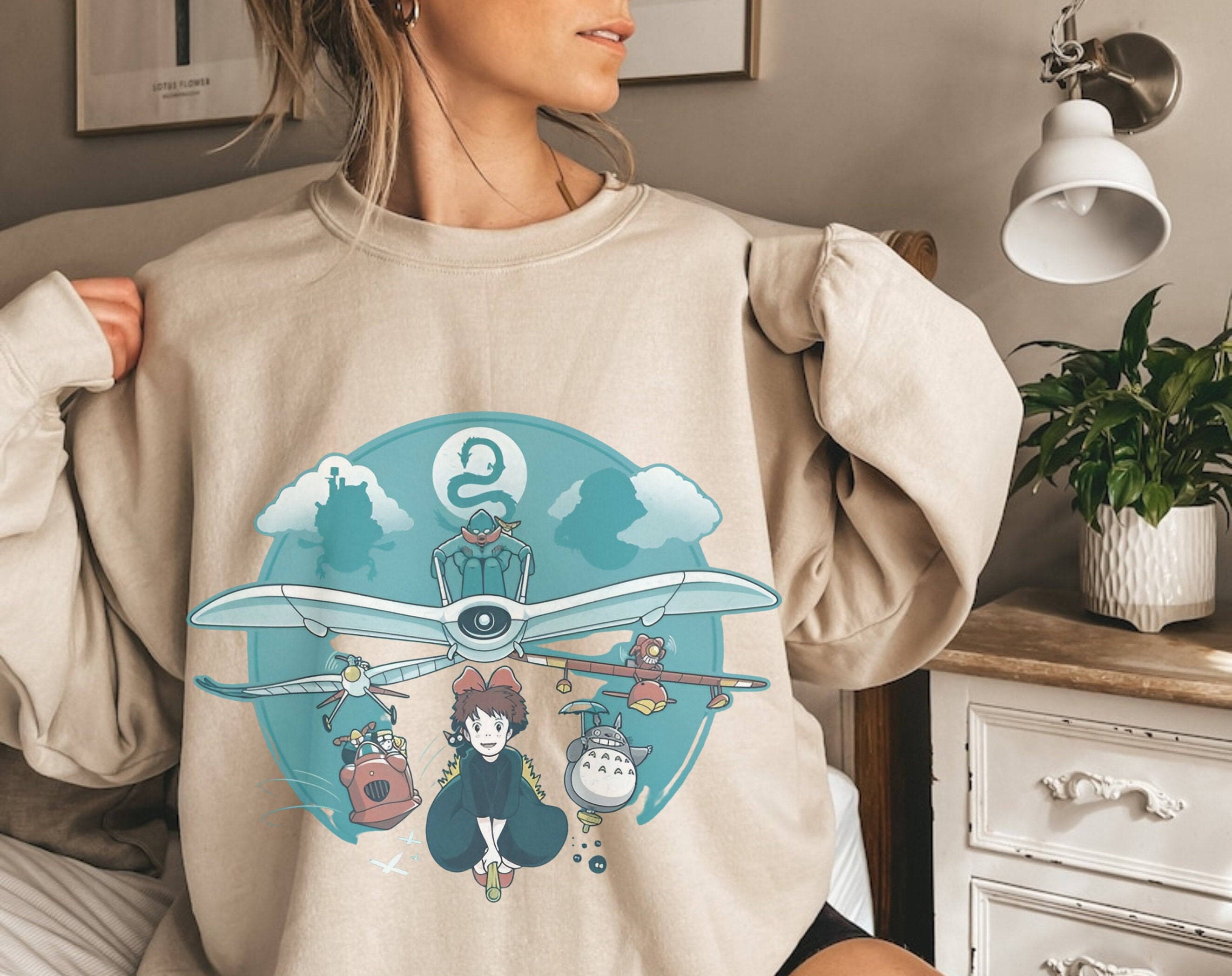 Ghibli Characters Sweatshirt Comfort Colors Ghibli Totoro Gildan Tee Anime Hoodie Kiki s Delivery Service Ghibli Hoodie Porco Rosso Etsy