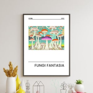 Modern Wall Art, Fungi Fantasia Art Print, Digital Print, Trendy Wall Art, Room Decor, Aesthetic Wall Art