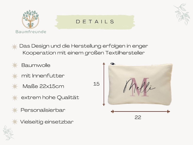 Personalisierte Kosmetiktasche, Kosmetiktasche, Tasche, Personalisierte Kosmetiktasche mit Namen, Schminktasche, Kulturtasche, Tasche Damen Bild 6