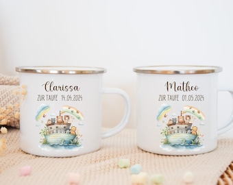 Kindertasse personalisiert, Emaille Tasse, Babygeschenke, Taufgeschenk,  Taufe, Arche Noah, Kindertasse, Geschenk Geburt, Tasse Kinder, Baby