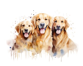 Labrador Retriever | Golden Retriever | Families of Dog Clipart | Watercolor Printable Art | Instant Digital Download | 8 PNGs File