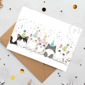 Kätzchen Geburtstagskarte Süße Katzen Geburtstagskarte Kitty Grußkarte Druckbare Karte Tierkarten Digitaler Download Alles Gute zum Geburtstag Ecard