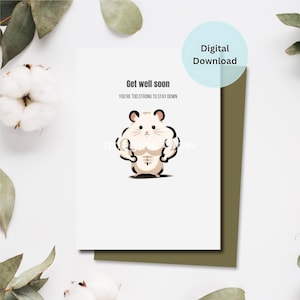 Lustige Hamster Karte - Gute Besserung Karte - Minimalistisches Design - Digital Download