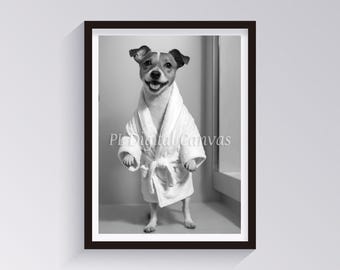 Funny Jack Russell Terrier Bathroom Art - Newspaper Print (Digital Download)