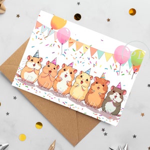 Hamster-Geburtstagskarte | Druckbare Karte | Party | Grußkarte | Feier | Digitaler Download