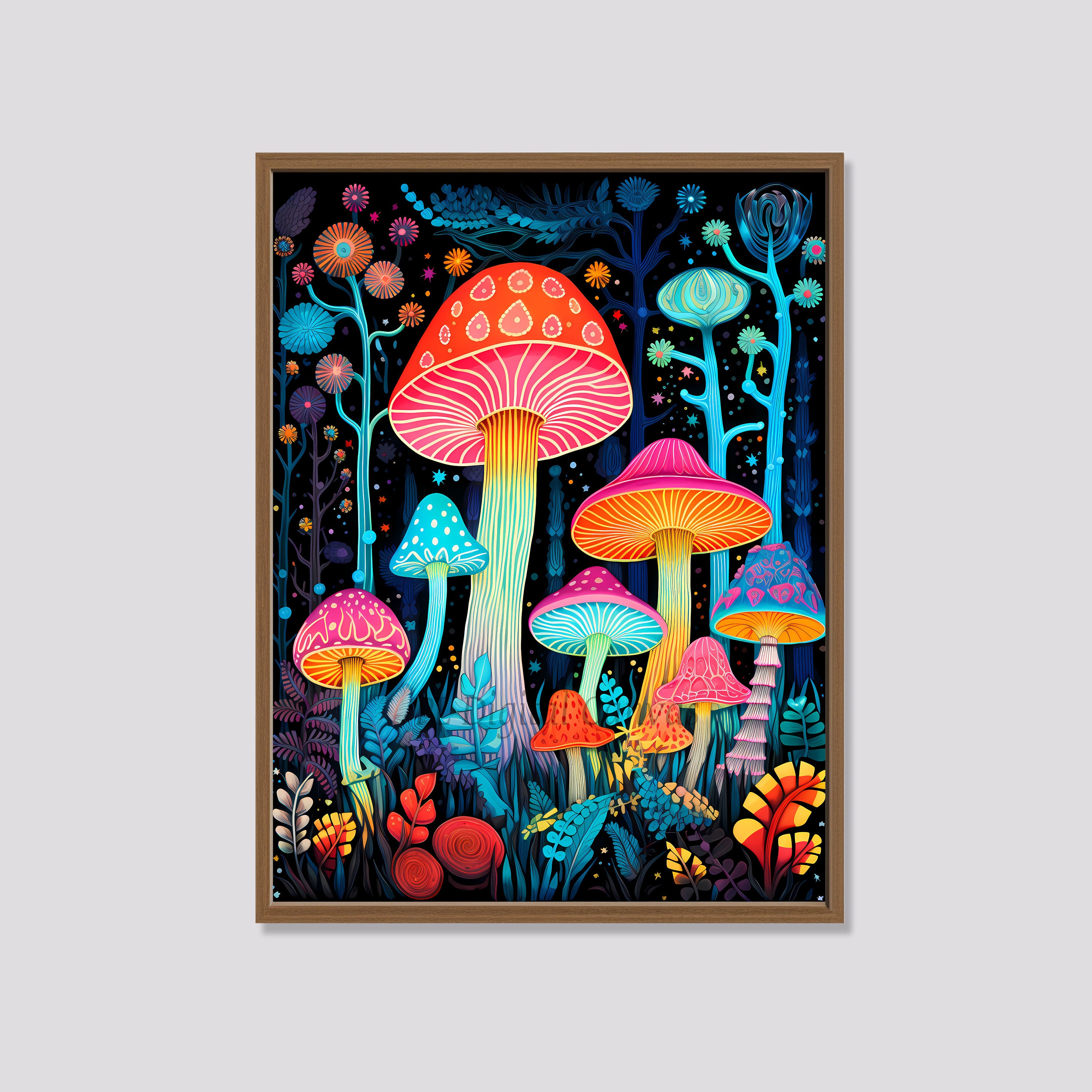 5D DIY Poured Glue Diamond Painting Kits Scalloped Edge Colorful Mushroom  House Wall Art Home Decoration Unique Gift Soft Canvas 