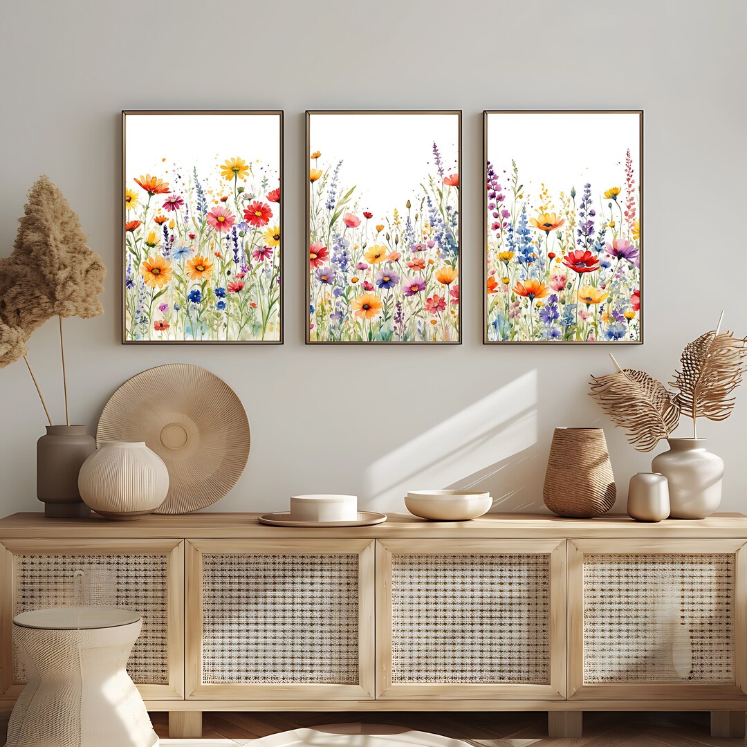 Wildflower Watercolor Print Set: Botanical Meadow Art (digital Download ...
