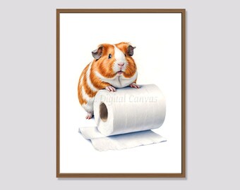 Guinea Pig Toilet Paper Print: Whimsical Bathroom Art (Digital Download)