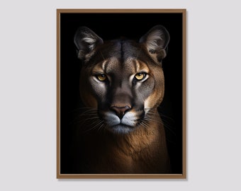 Mountain Lion | North American Cougar | Panther | Printable Art Painting | Wall Decor | Digital Art Print | Instant Download