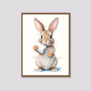 Bunny in Toilet Artwork - Bathroom Wall Decor - Rabbit Printable Art - Animal Print - Instant Digital Download