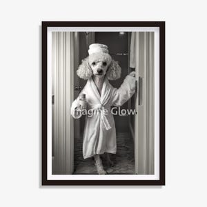 Poodle dog in Toilet Artwork | Funny Bathroom Decor | Black and white | Printable Art | Restroom Art | Digital Download
