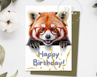 Red Panda Card | Happy Birthday Card | Greeting Card
