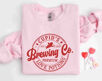 Cupid's Brewing Love Potion Sweatshirt, Valentine Sweatshirt, Cute Valentine Outfit, Valentine Cupid Sweater, Valentine Sweatshirt for Women