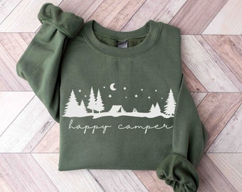 Happy Camper Sweatshirt, Camping Sweatshirt, Zelt Camping Sweatshirt, Lagerfeuer Sweatshirt, Camping Liebhaber, Geschenk für Camper