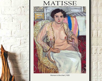 Femme sur une chaise 1920 Henri Matisse Art Moderne Art mural sur toile, Impression d'affiches - Exposition de peintures