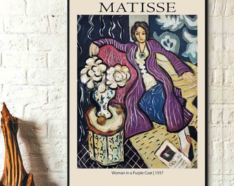 Femme au manteau violet 1937 Henri Matisse Art moderne Art mural sur toile, impression d'affiches - Exposition de peintures