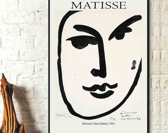 Visage de femme (Katia) 1951 Henri Matisse Art moderne Art mural sur toile, impression d'affiches - Exposition de peintures