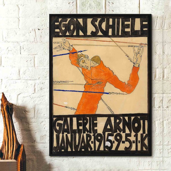 Plakat der Egon Schiele-Ausstellung in der Galerie Arnot (1915)    Schiele Art Print Schiele Poster Art Reproduction Gift Idea House