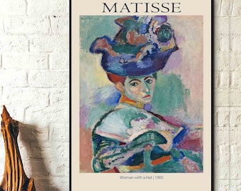 Femme au chapeau 1905 Henri Matisse Art moderne Art mural sur toile, impression d'affiches - Exposition de peintures
