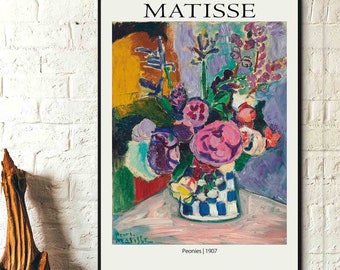 Pivoines, 1907, Henri Matisse, art moderne, toile, art mural, affiche, impression, -, peinture, exposition, art