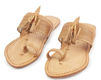 Women&#39;s Kolhapuri Sandals | Leather Flip Flops | Gift For Her | Flat Sandals | Boho Sandals | Wedding | Sandales marocaines pour femme