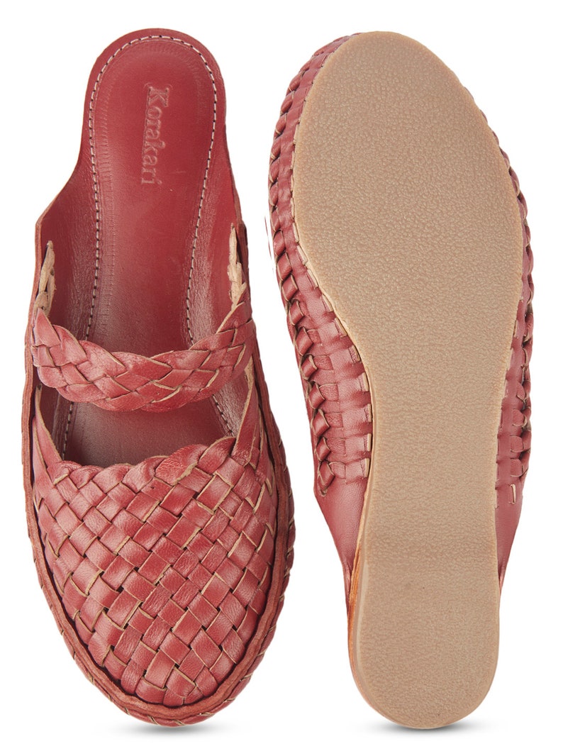 Best Summer Sandals, Handcrafted leather shoes, Womens Barefoot Sandals, Woven mules, Woven Slide Shoes, Indian Chappals, Leather Slip on, Boho Shoes, Red Leather Shoe, flat shoes, slippers, gift for her, moccasins