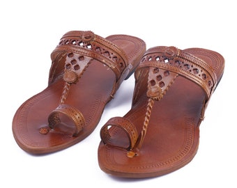 Tan sandal, Ladies Sandal, Gift for Her, Kolhapuri chappal, leather chapal, leather sandal, flat heels, Women Flats, Ethnic Wear