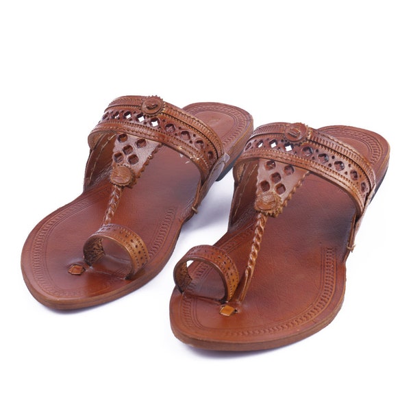 Tan sandal, Ladies Sandal, Gift for Her, Kolhapuri chappal, leather chapal, leather sandal, flat heels, Women Flats, Ethnic Wear