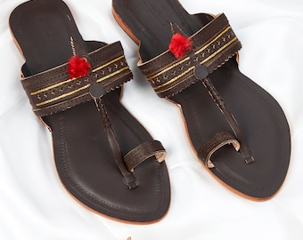 Women's Leather Slippers | Wedding Sandals | Leather Flip Flops | Gift For Her | Boho Flats | Bridal sandal | Sandales marocaines pour femme