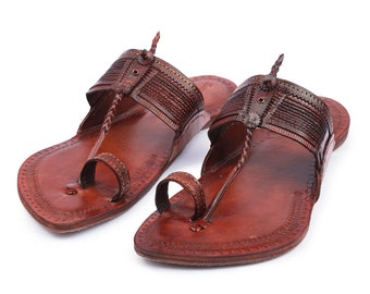 Men's Leather Sandals, Kolhapuri Chappal, Men’s Tan Summer Sandals, Indian Kolhapuri Sandals, Casual Wear, Barefoot sandals