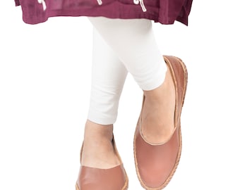 Umber - Womens Red Brown Slip ons  - Traditional Indian Kolhapuri Leather Bantus | stylish leather slides | Unique gift for her