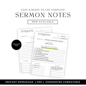Digital Sermon Note Template Printable Sermon Note Journal Sermon Note