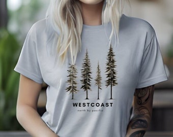 Chemise pin, arbres à feuilles persistantes, chemise forêt, chemise arbres, cadeau pour amoureux de la nature, chemise de camping, chemise de randonnée, vêtements d'extérieur, chemise nature