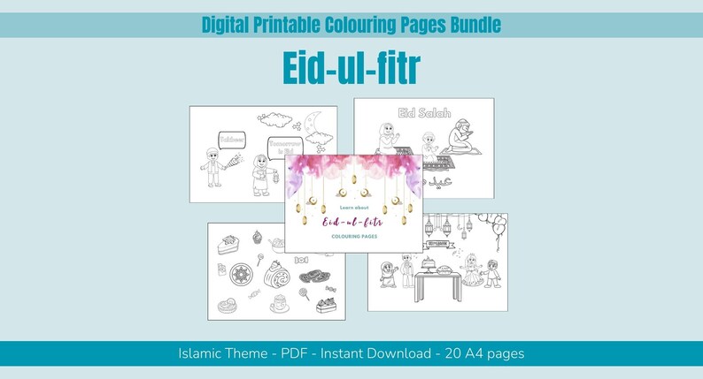 Eid Ul Fitr Colouring Pages Kids Coloring Book Activity Printable ...
