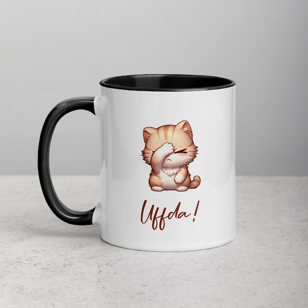 Uffda! Ceramic Mug with Face-Palming Kitten