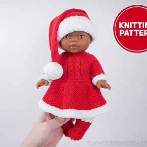 Santa Baby Doll Knitting Pattern PDF // Christmas Knitted Outfit for 13 inch Baby Dolls: Gordi Paola Reina, Minikane and Miniland