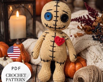 Voodoo Doll Crochet Pattern PDF, Halloween Amigurumi Doll, Gothic Crochet Pattern, English US, Digital Download PDF