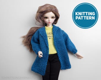 MiniFee Doll Cardigan - Knitting Pattern for Slim MSD | BJD 1/4 | and Fashion dolls 16 " (40 cm)