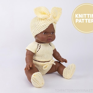 Baby Doll Sleepwear Knitting Pattern PDF // Knitted Outfit for 13 inch Baby Dolls: Gordi Paola Reina, Minikane and Miniland