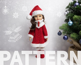 Doll Clothes Knitting Pattern for Paola Reina // Christmas Knitted Outfit for 13 inch doll, 1/4 BJD MSD sized dolls