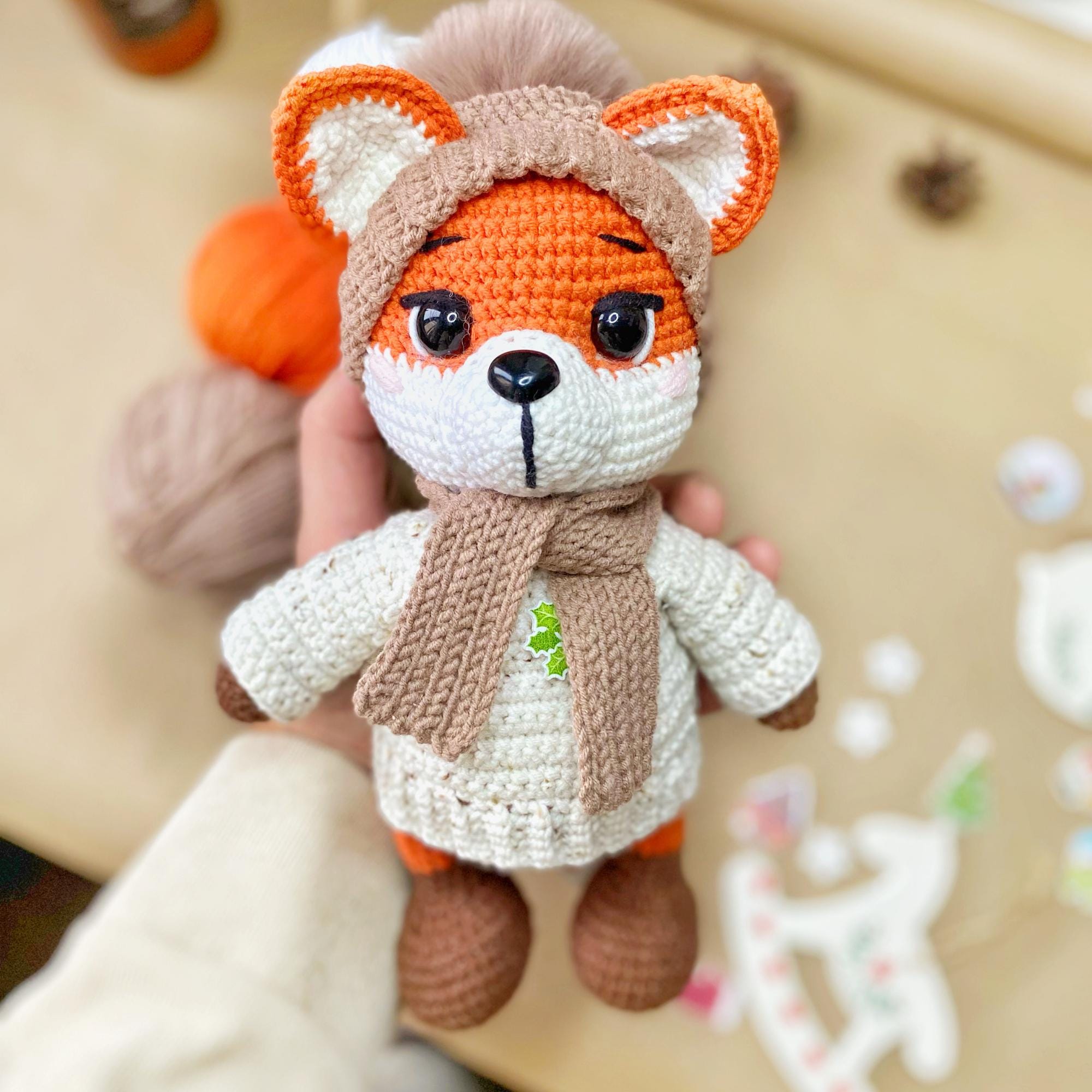 Crochet Pattern Amigurumi Fox With Hat. PDF Tutorial for Cotton Yarn ...