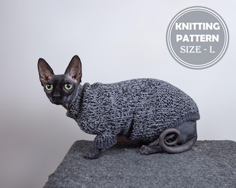 Cat Seamless Sweater size L knitting pattern PDF by Irina Khoroshaeva