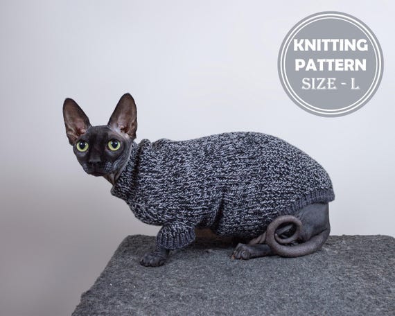 Cat Seamless Sweater Size L Knitting Pattern PDF by Irina