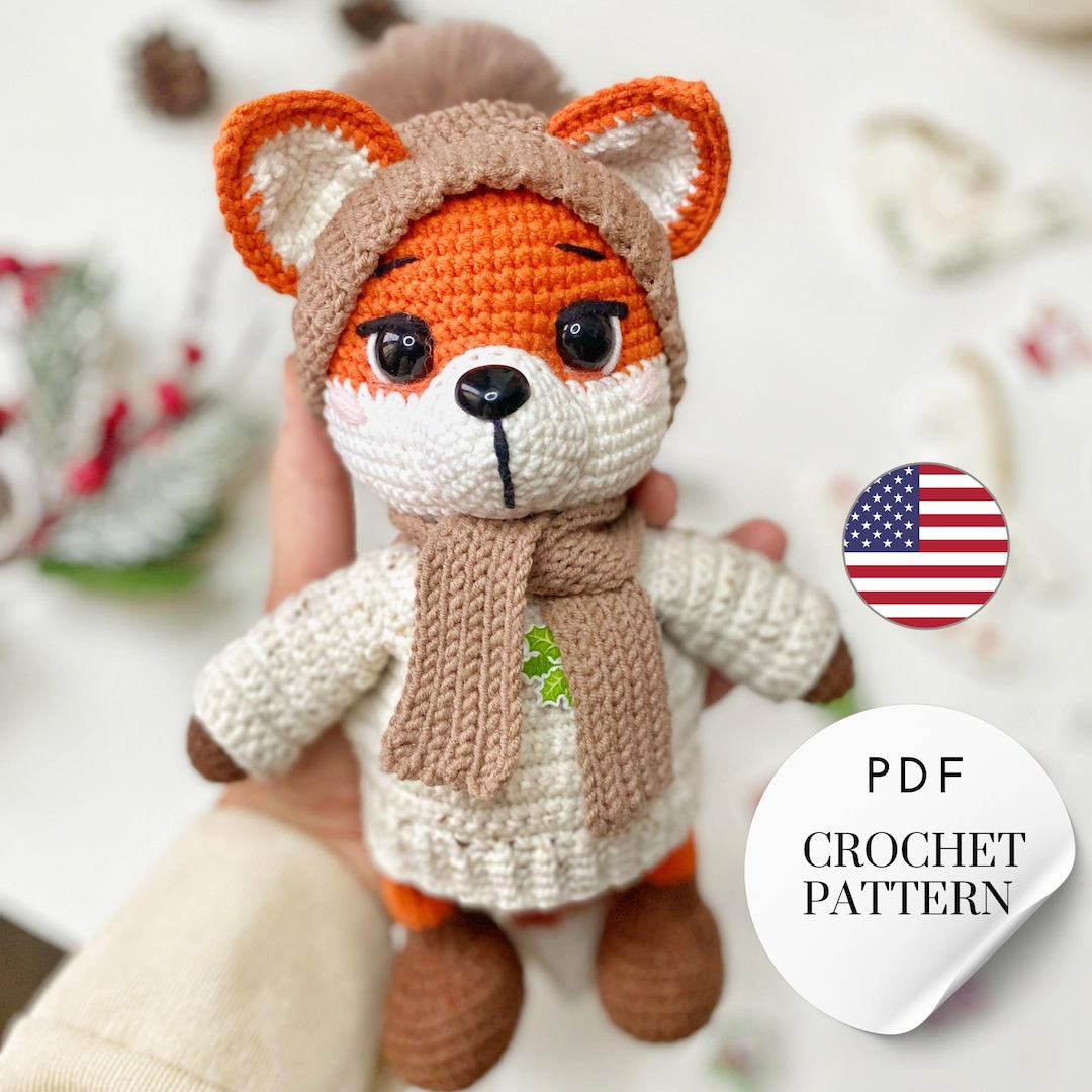 Crochet Pattern Amigurumi Fox With Hat. PDF Tutorial for Cotton Yarn ...