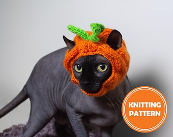 Pumpkin hat for cat Knitting Pattern PDF by Irina Khoroshaeva