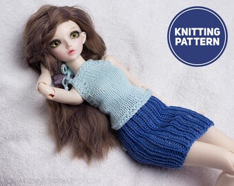 MiniFee Doll Top & Skirt - Knitting Pattern for Slim MSD | BJD 1/4 | and Fashion dolls 16 " (40 cm)
