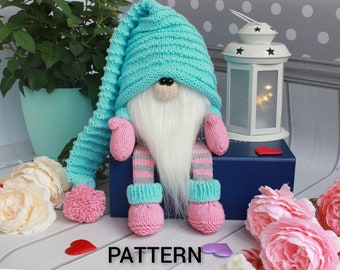 Christmas gnome KNITTING PATTERN, instant PDF, easy knitted gnome, christmas home decor, gnome doll pattern, christmasknitting pattern