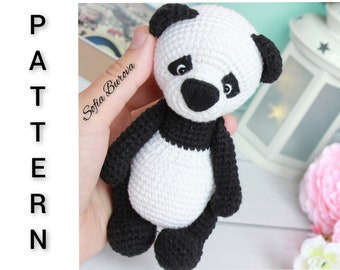 PANDA CROCHET PATTERN. panda bear crochet pattern. tutorial panda crochet pattern. stuffed panda crochet pattern. Knit and crochet toys